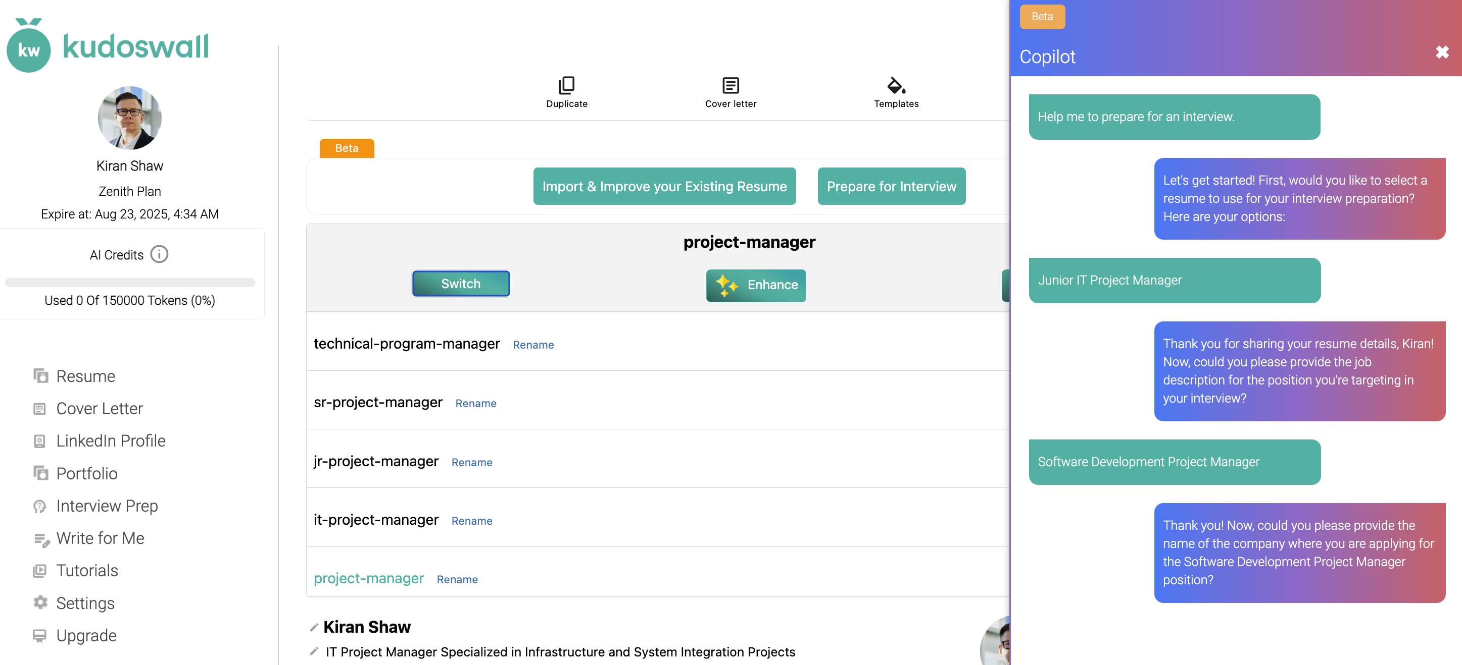 Receive Tailored Behavioral and Technical Questions with Copilot