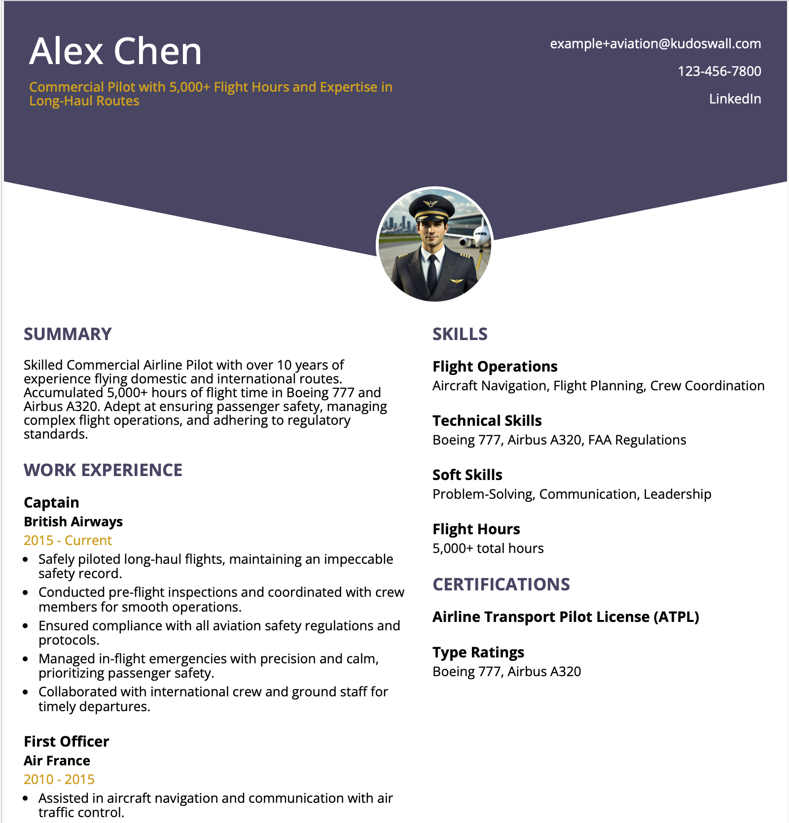 Airline Pilot Resume