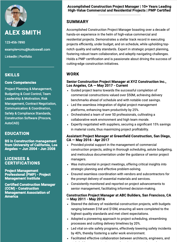 Construction Manager Resume