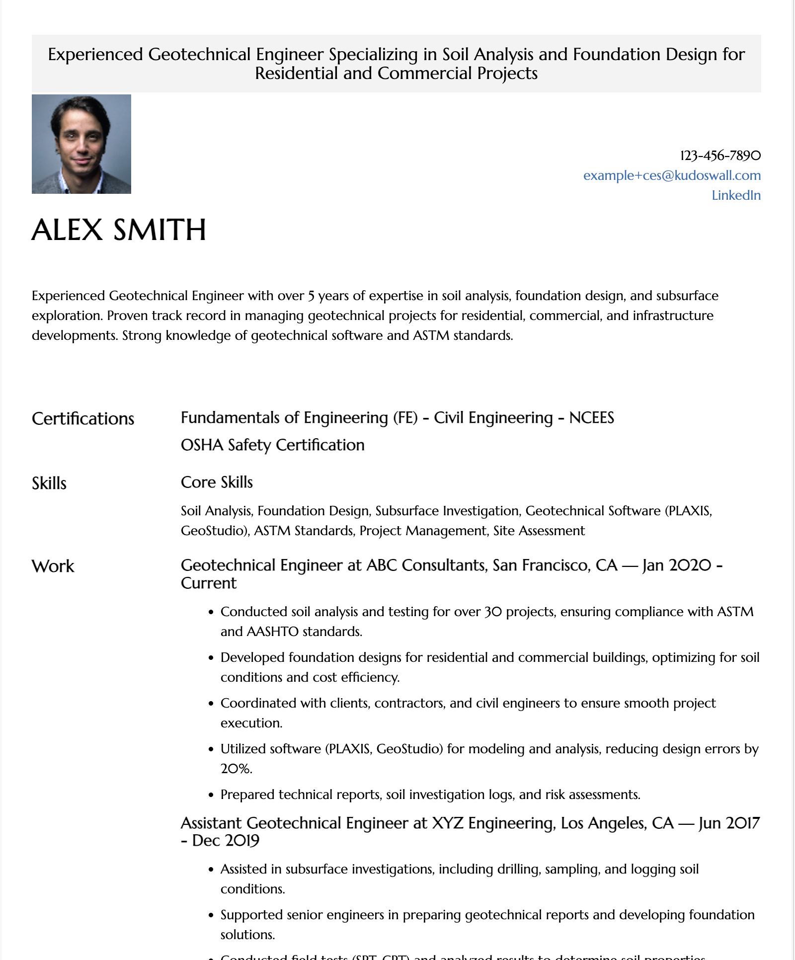 Geotechnical Engineer Resume