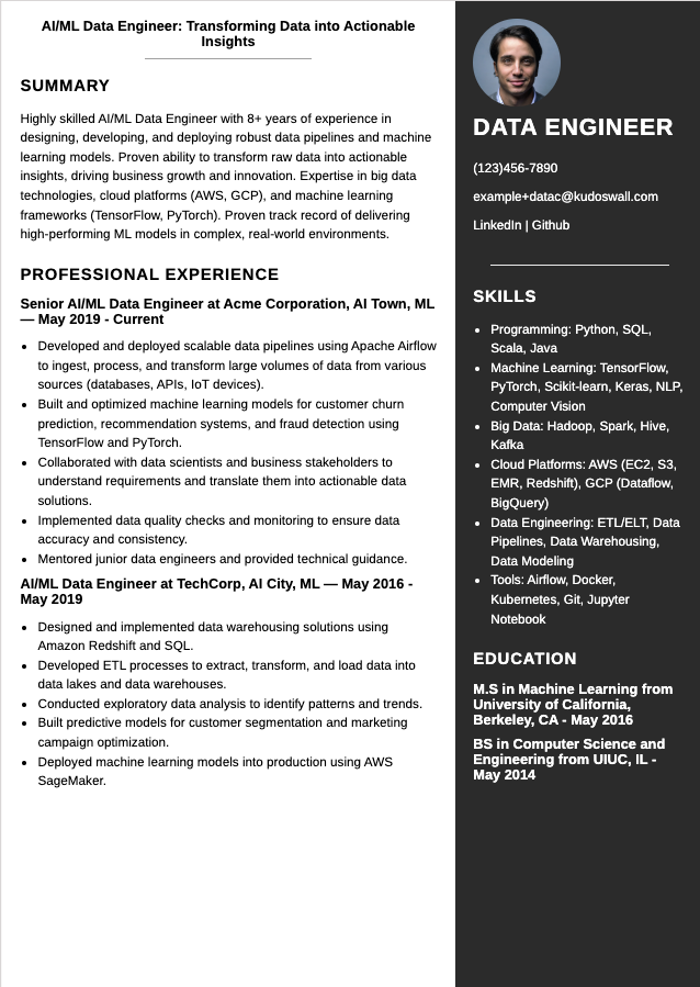 AI ML Engineer Resume