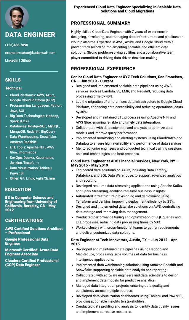 Cloud Data Engineer Resume