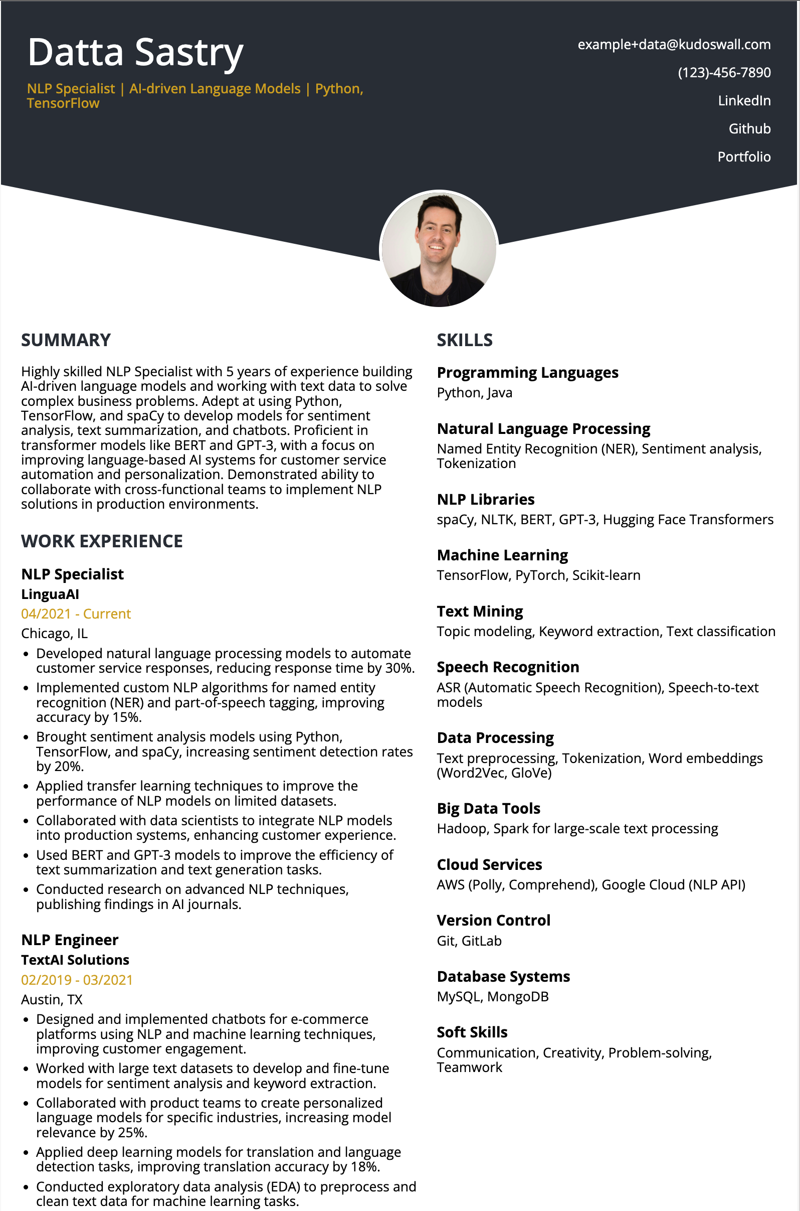 NLP Specialist Resume