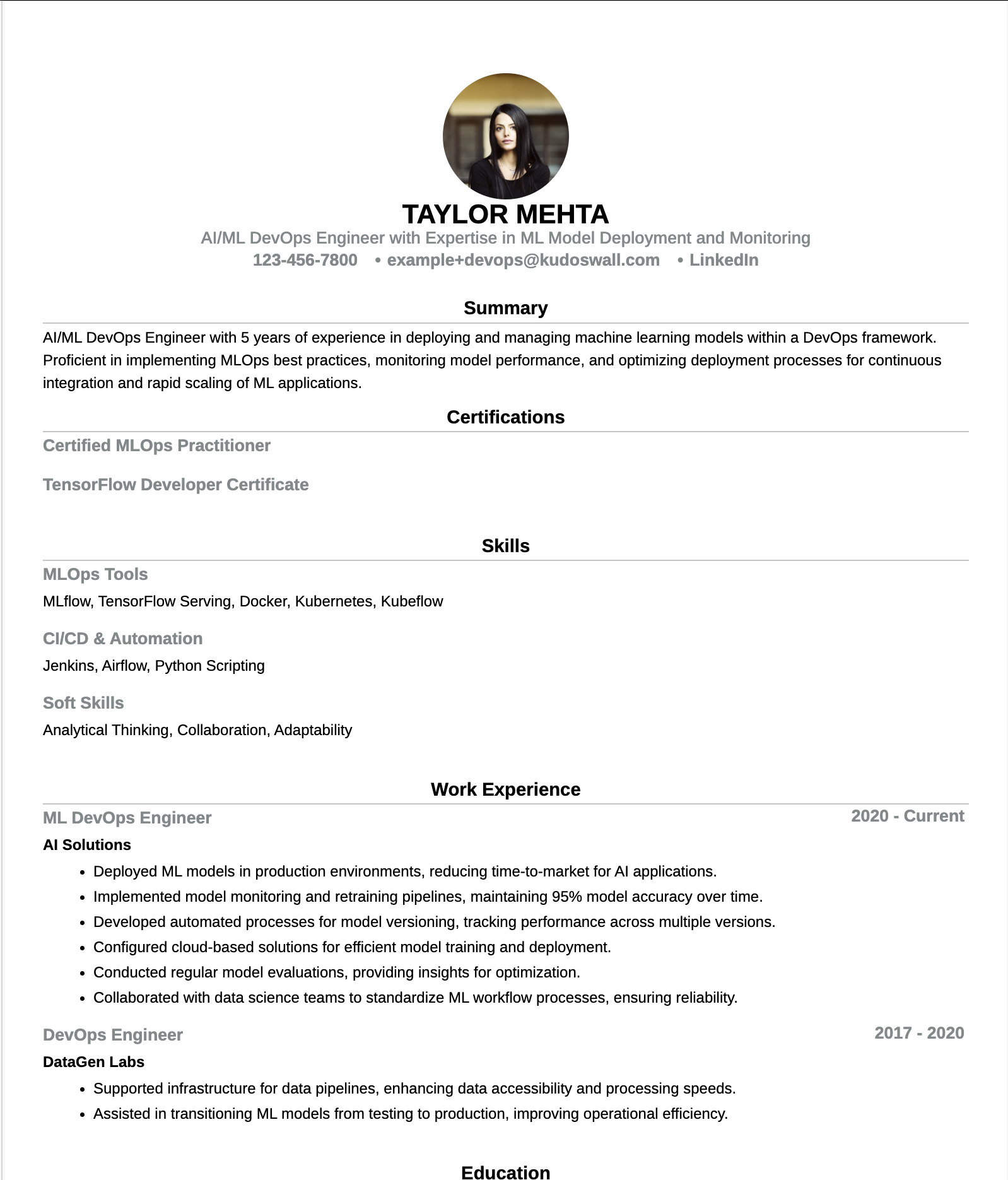 AI/ML DevOps Engineer Resume