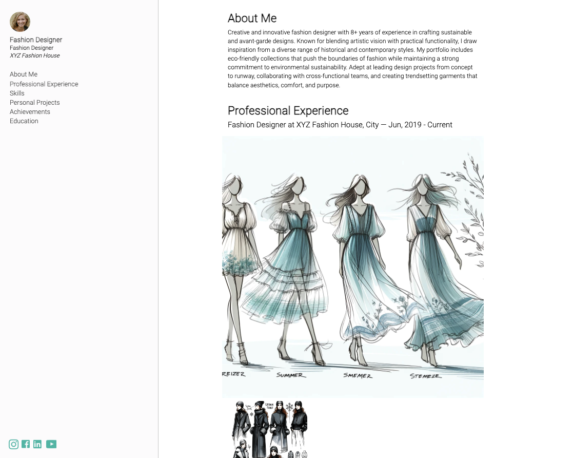 Fashion Designer Portfolio