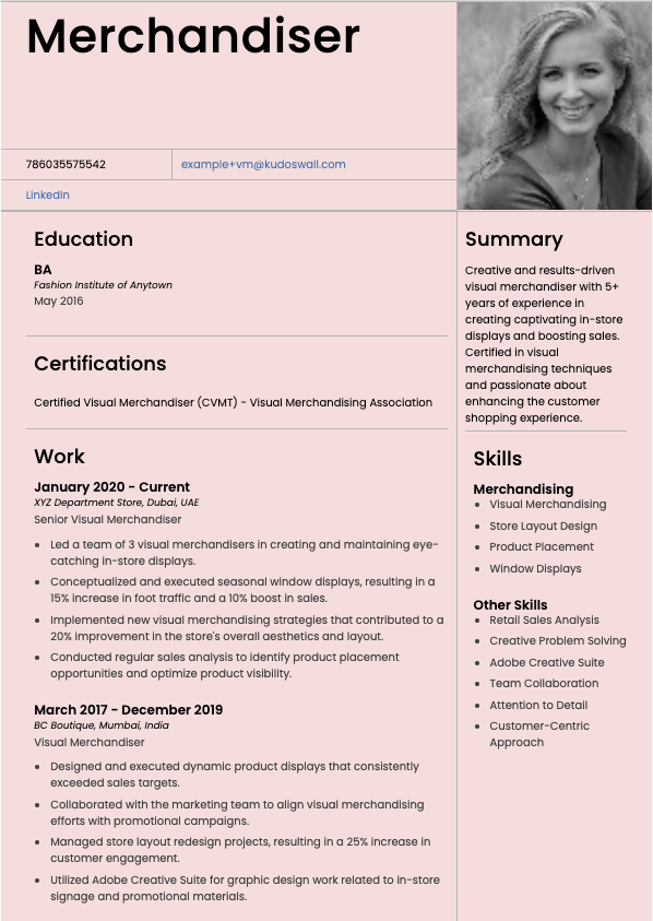 Visual Merchandiser Resume