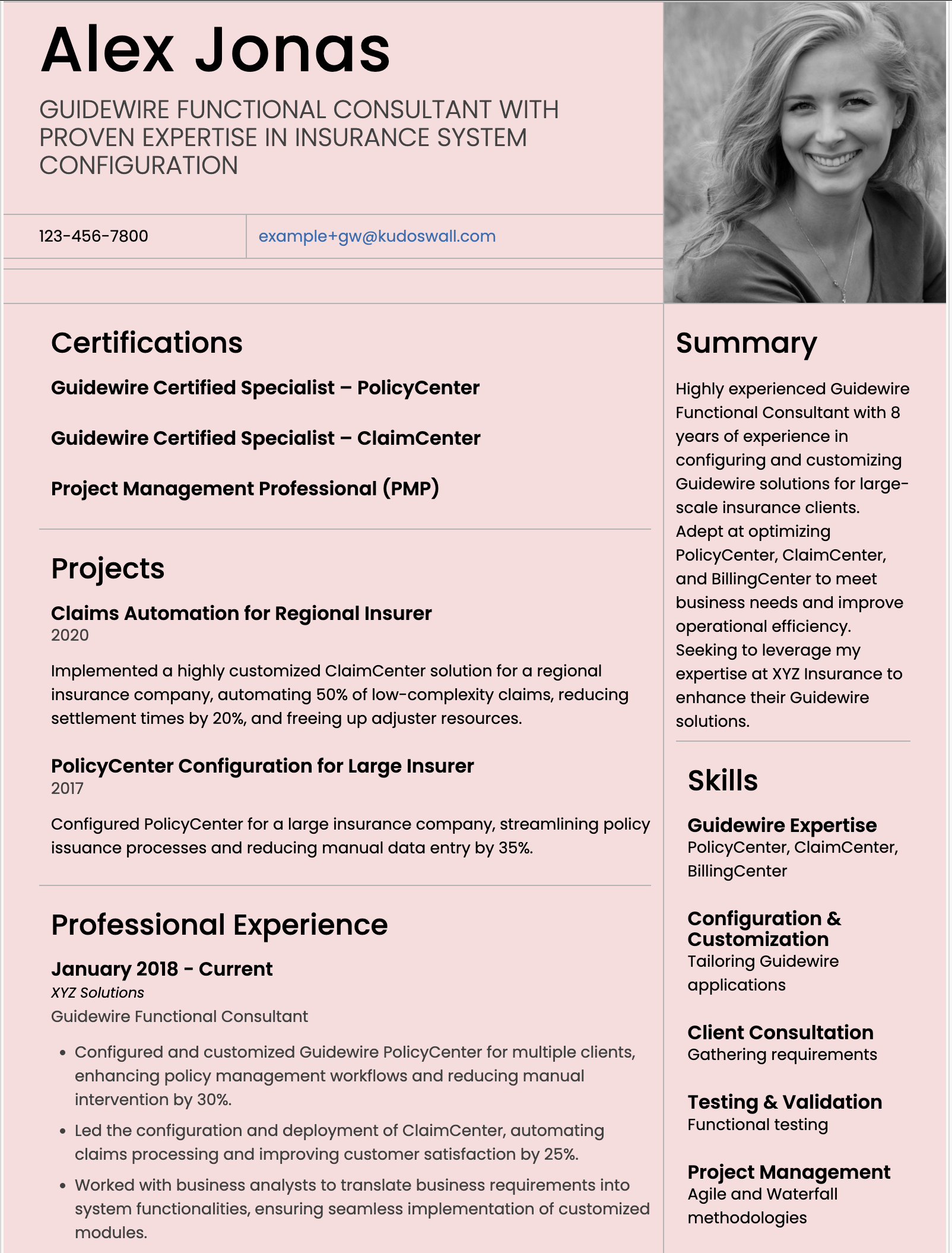 Guidewire Functional Consultant Resume