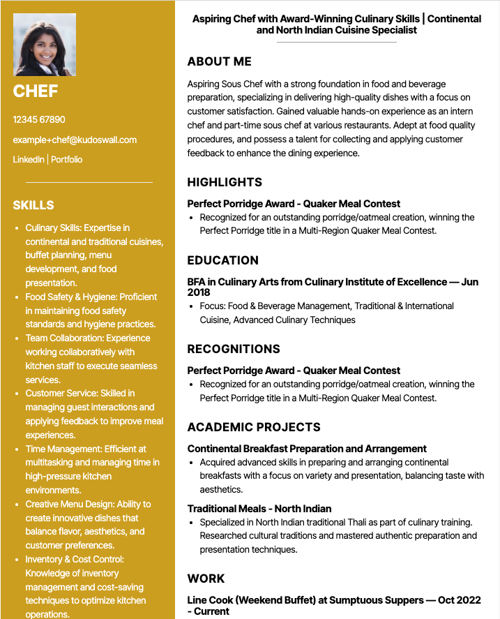 Sous-Chef Resume