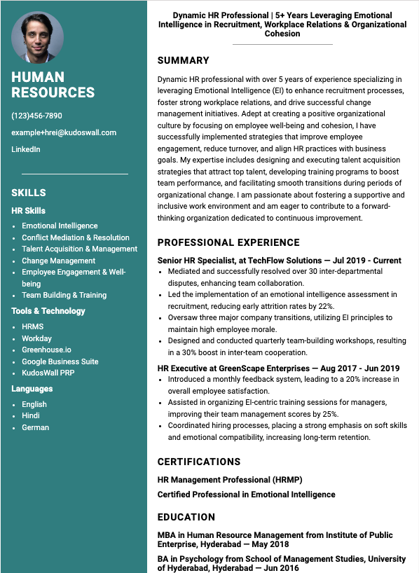 HR Specialist Resume