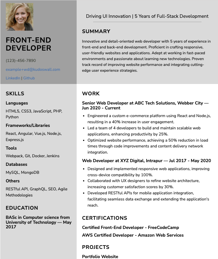 Front-End Developer Resume