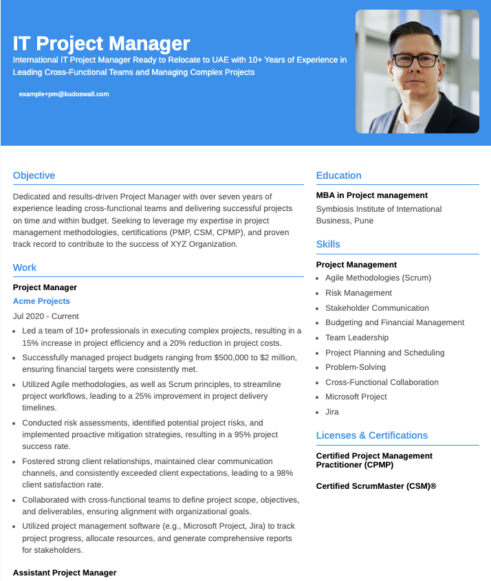 IT Project Manager Resume