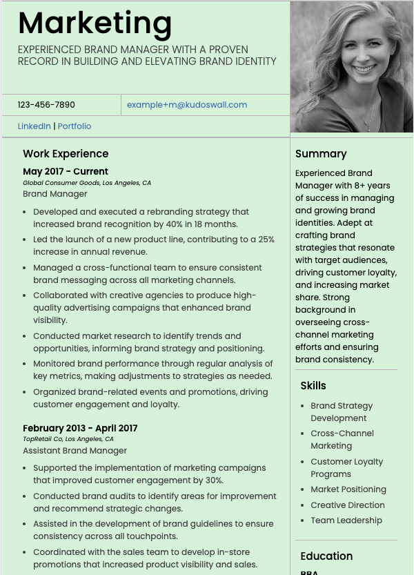 Brand Manager Resume