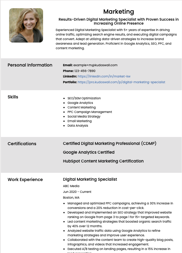 Digital Marketing Specialist Resume