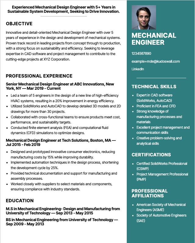 Mechanical Design Engineer Resume