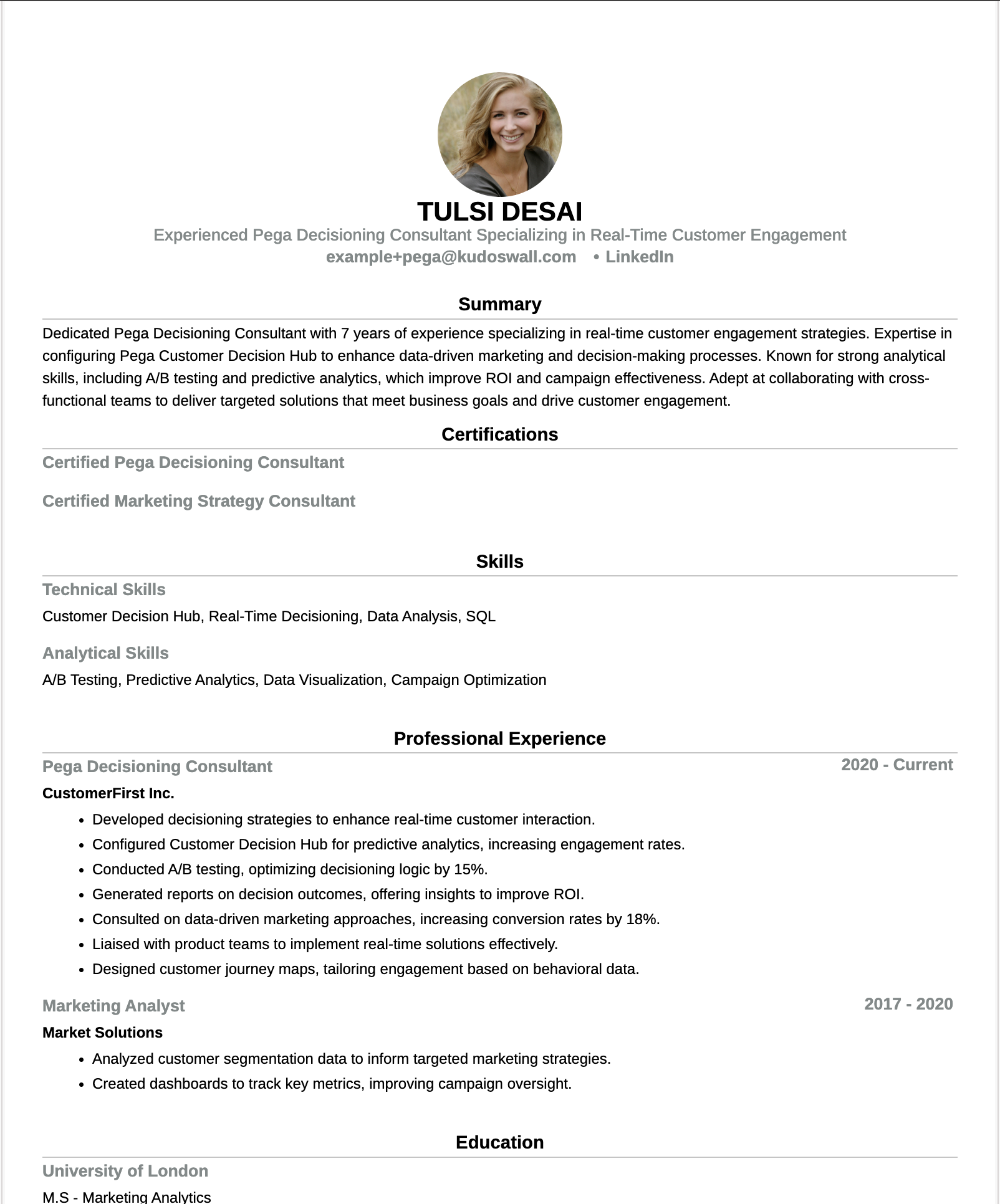 Pega Decisioning Consultant Resume