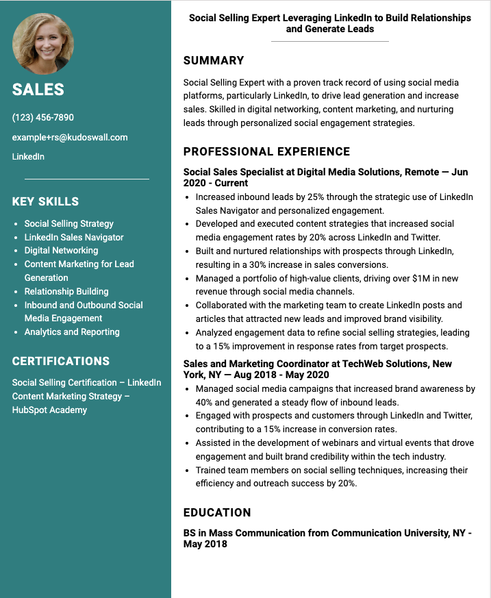 Social Sales Resume