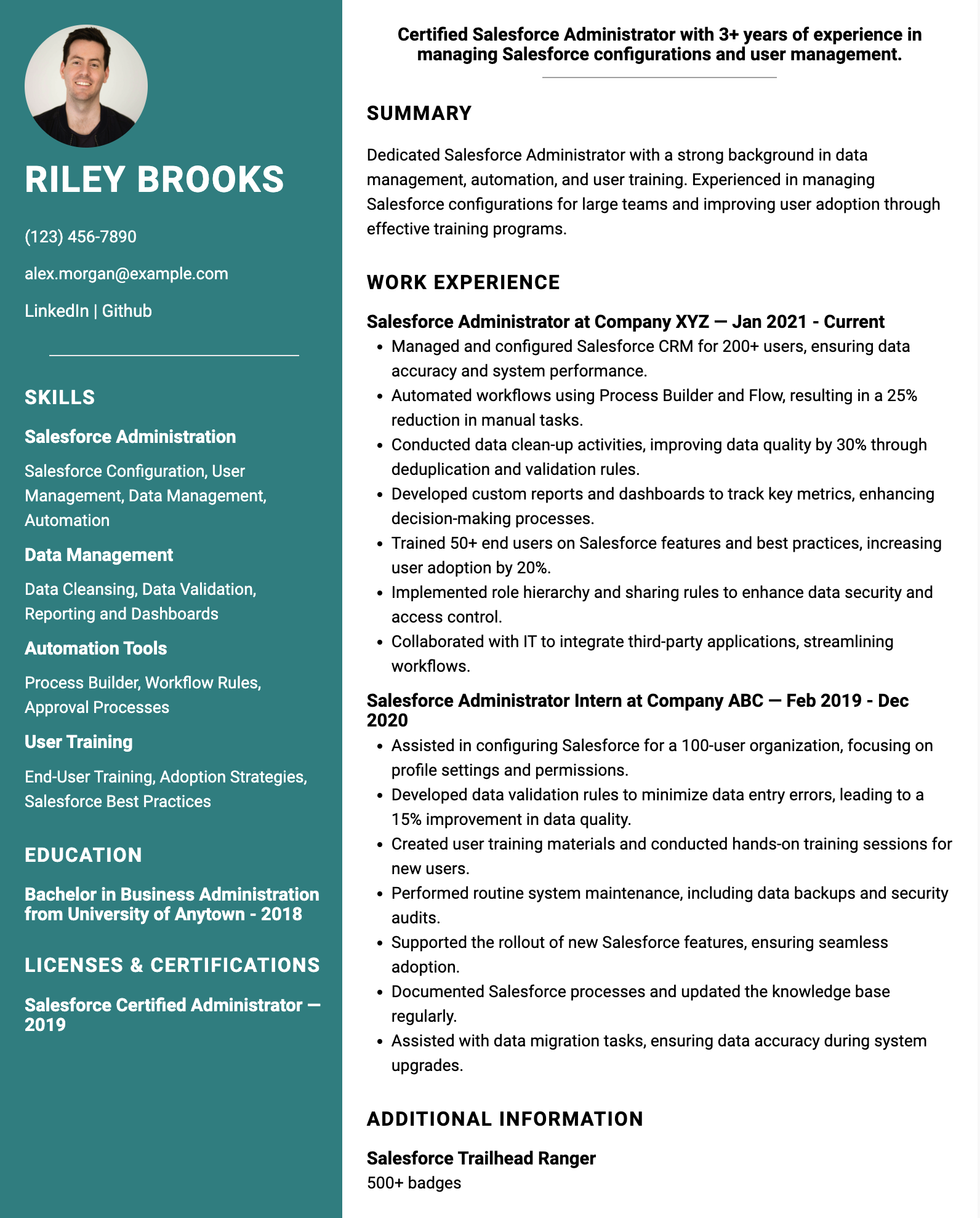 Salesforce Administrator Resume