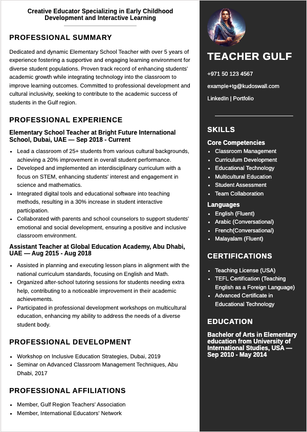 Gulf Teacher Resume