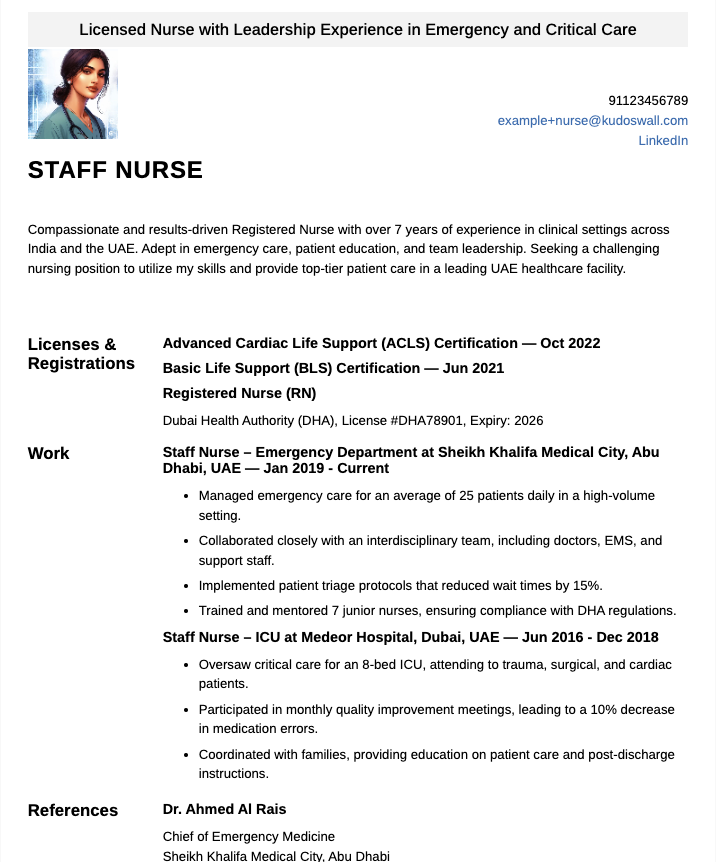 Staff Nurse Resume